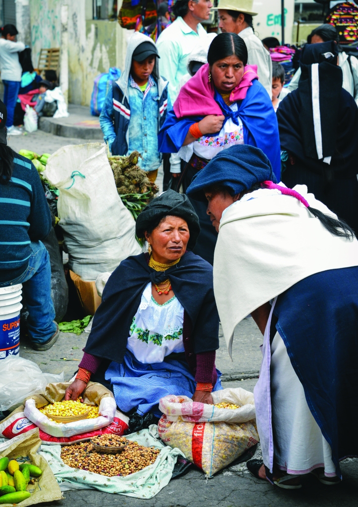 Indigenous in a market at Otavalo, Ecuador